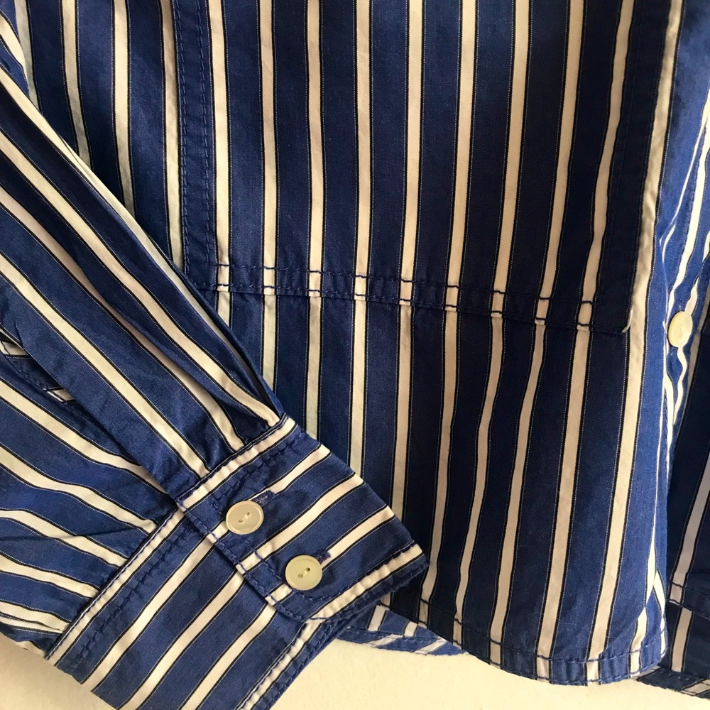 REBECCA TAYLOR Marseille Stripe Cropped Blouse - Picture 9 of 11